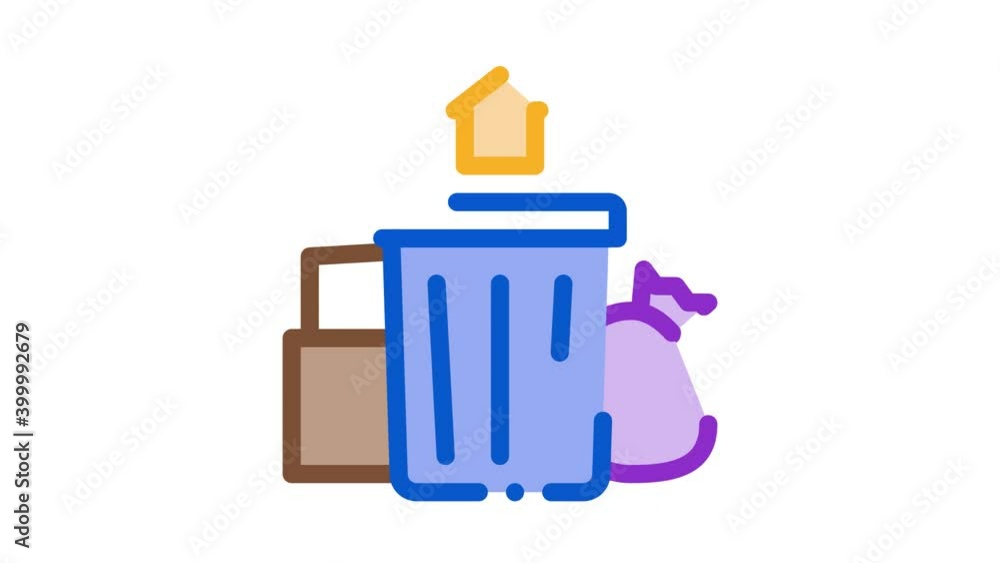 trash can home Icon Animation. color trash can home animated icon on white background trash can home Icon Animation. color trash can home animated icon on white background
