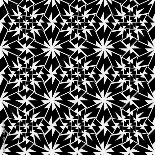 black and white symmetrical patterns. seamless image.
