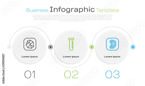 Set line Salt stone, Test tube and flask and Bacteria. Business infographic template. Vector.