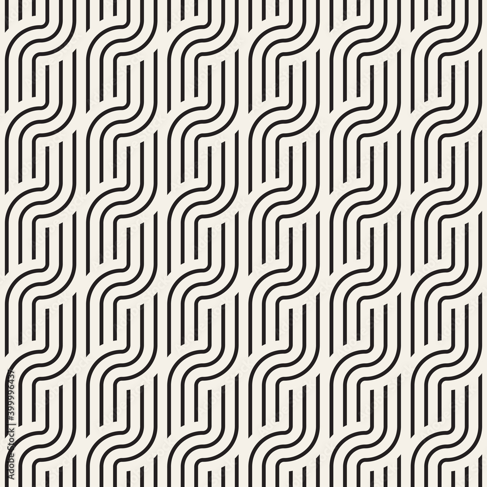 Vector seamless geometric pattern. Stylish abstract decorative background. Repeating interwoven chain lines design.
