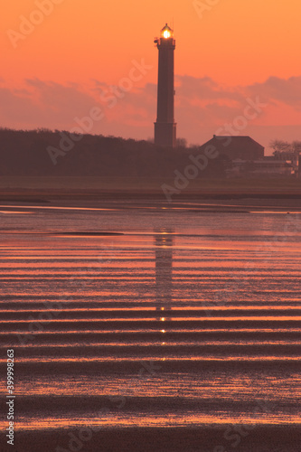 The Norderney lighthouse at sunrise