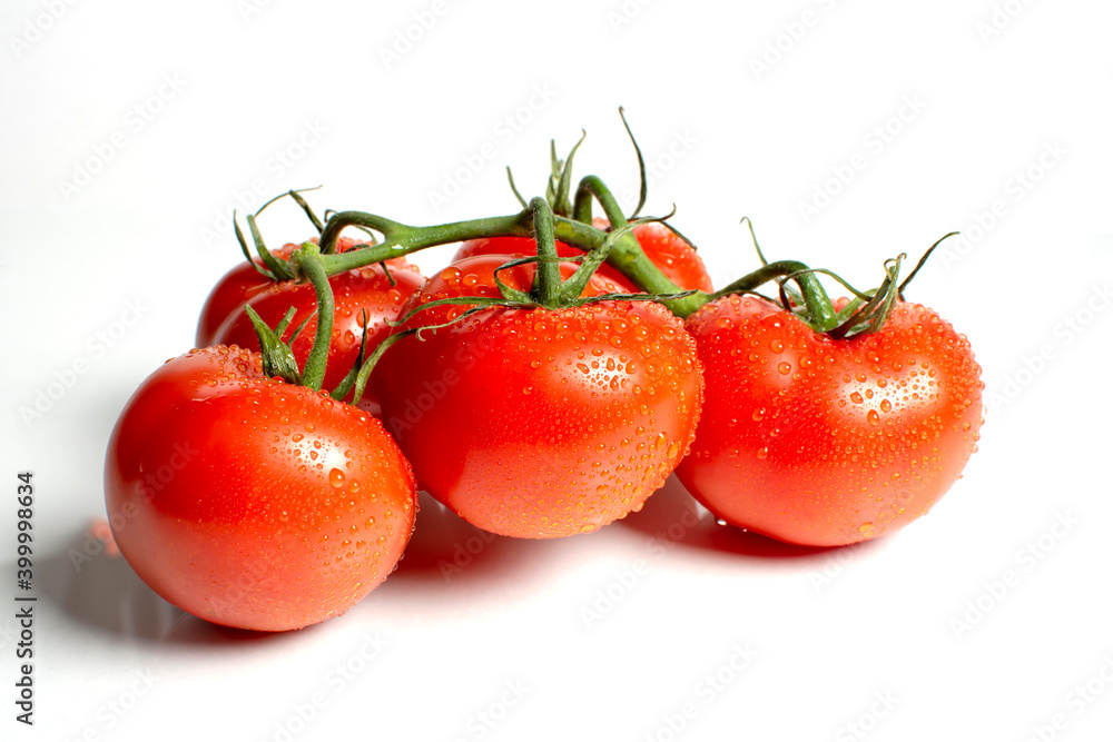 juicy ripe tomatoes on a white background close up juicy ripe tomatoes on a white background close up
