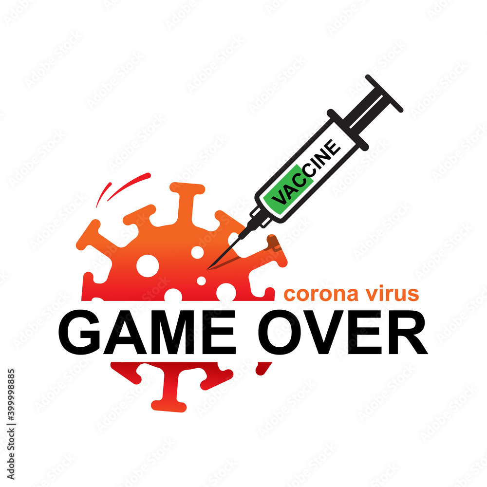 The game over for the corona virus,the covid-19 pandemic end concept isolated on white background. The game over for the corona virus,the covid-19 pandemic end concept isolated on white background.