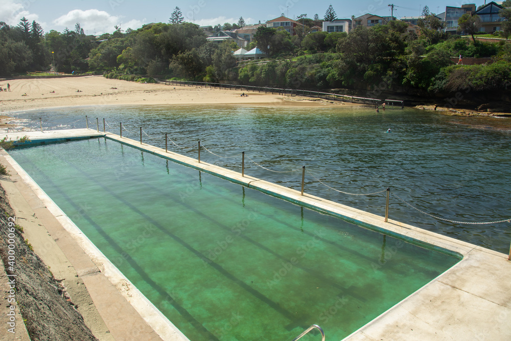 The Geoff James Pool (Clovelly Ocean Pool) and the Clovelly Beach on the Coogee - Bondi Coastal Walk near Sydney, New South Wales, Australia