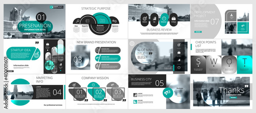Abstract white, green slides. Brochure cover design. Fancy info banner frame. Creative set of infographic elements. Urban. Title sheet model set. Modern vector. Presentation templates, corporate.