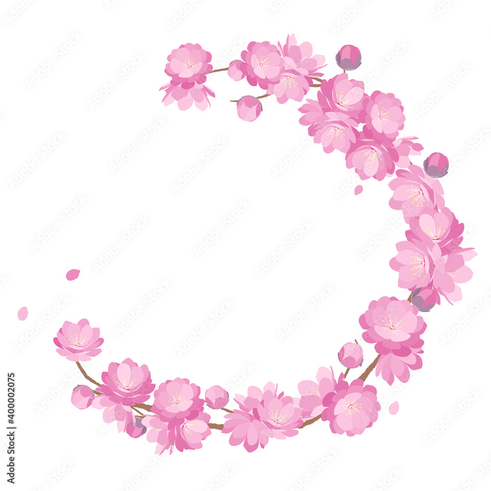 Peach blossoms spring frame background