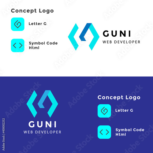 G letter logo.Code icons in trendy flat style with code symbols for your website designs, logos, apps, UI. Vector illustration.