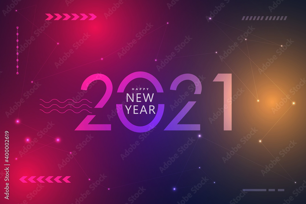 2021. Happy New Year 2021 text design. Futuristic technology background. 2021. Happy New Year 2021 text design. Futuristic technology background.