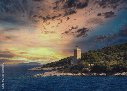 Lighthouse of Trikeri village, Greece photo