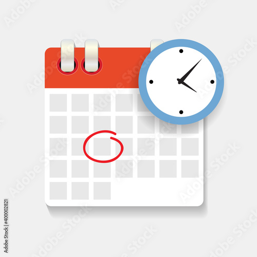 Calendar and clock icon. Concept of Schedule, appointment. Vector Illustration EPS10