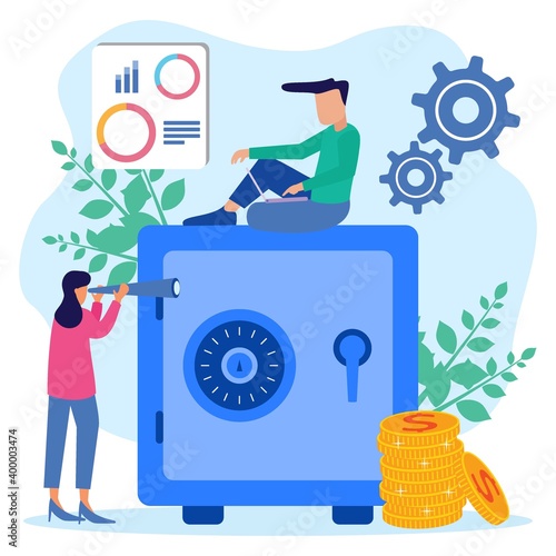 Illustration vector graphic cartoon character of money saving