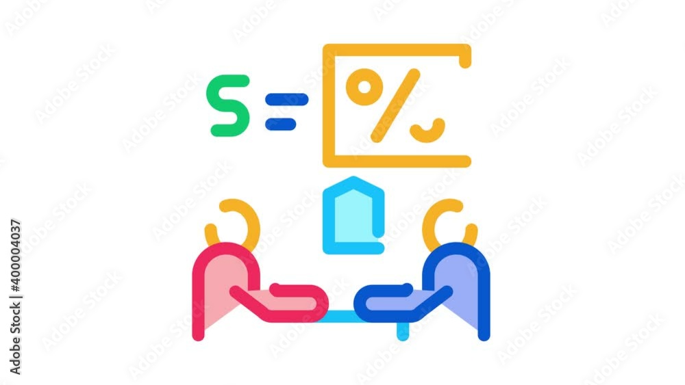 negotiation table interest and money icon outline illustration negotiation table interest and money icon outline illustration