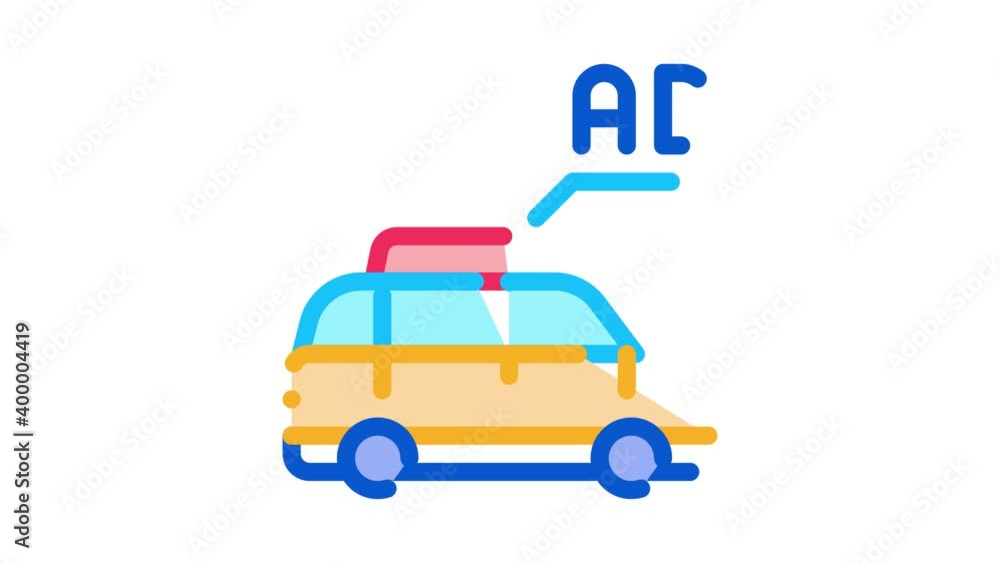 advertisement on car animated icon on white background advertisement on car animated icon on white background