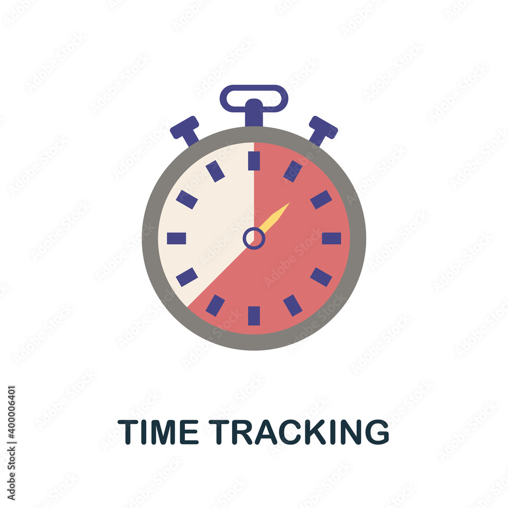 Time Tracking flat icon. Color simple element from work from home collection. Creative Time Tracking icon for web design, templates, infographics and more Time Tracking flat icon. Color simple element from work from home collection. Creative Time Tracking icon for web design, templates, infographics and more