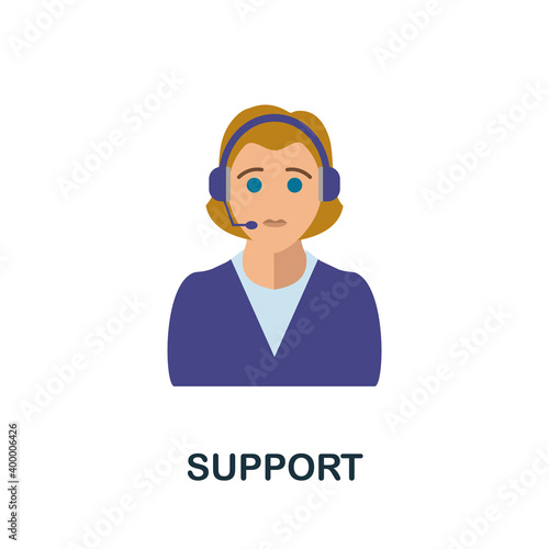 Support flat icon. Color simple element from work from home collection. Creative Support icon for web design, templates, infographics and more © Mariia