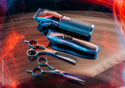 Fotografia Tools for the barbershop. Men's haircut