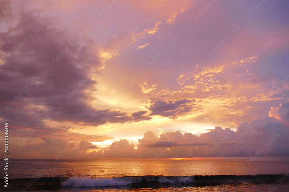 amazing view of sunrise at sea and in the tropics.