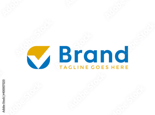 Negative space check mark logo template.Check mark design.Abstract check mark icon design.