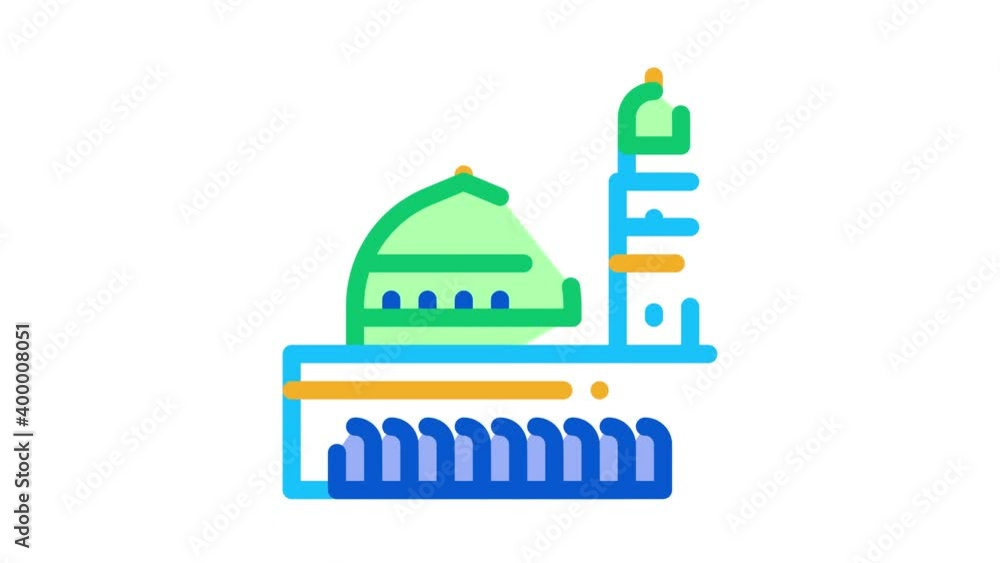 muslim holy city Icon Animation. color muslim holy city animated icon on white background