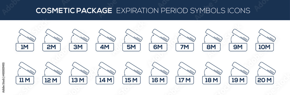 Expire Symbol Cosmetic package expiration period symbols icons validity after opening ...