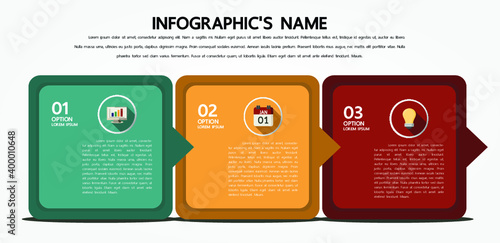 Three suqare options inforgaphic template photo