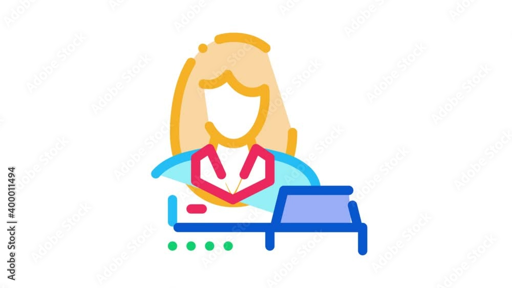 woman seller at checkout Icon Animation. color woman seller at checkout animated icon on white background