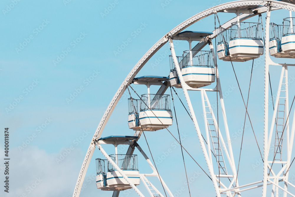 ferris wheel on blue sky background