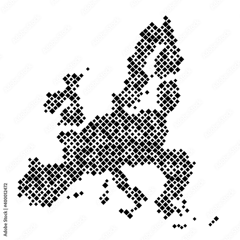 European Union map from pattern of black rhombuses of different sizes. Vector illustration. European Union map from pattern of black rhombuses of different sizes. Vector illustration.