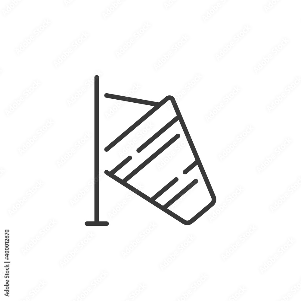 Low wind thin line icon. Outline icon. Isolated weather vector illustration Low wind thin line icon. Outline icon. Isolated weather vector illustration