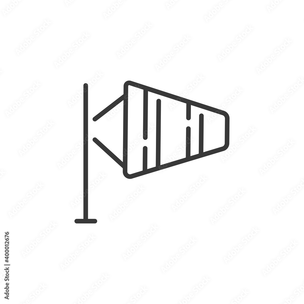 Strong wind thin line icon. Isolated weather vector illustration Strong wind thin line icon. Isolated weather vector illustration