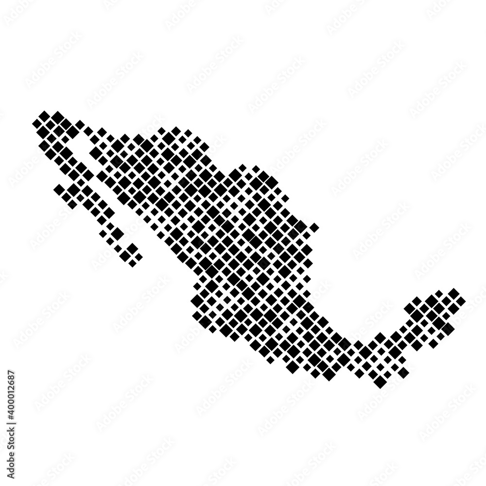 Mexico map from pattern of black rhombuses of different sizes. Vector illustration.