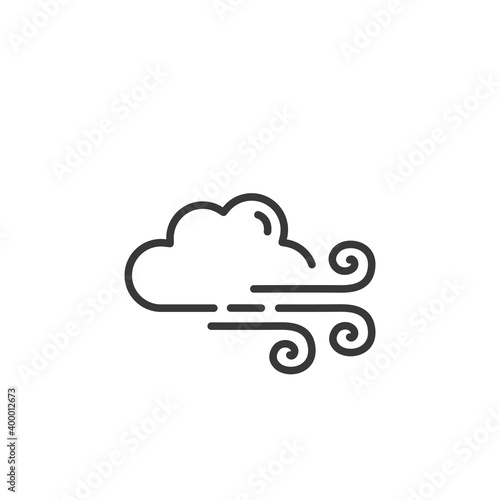 Strong wind and clouds. Isolated thin line icon. Vector illustration of weather