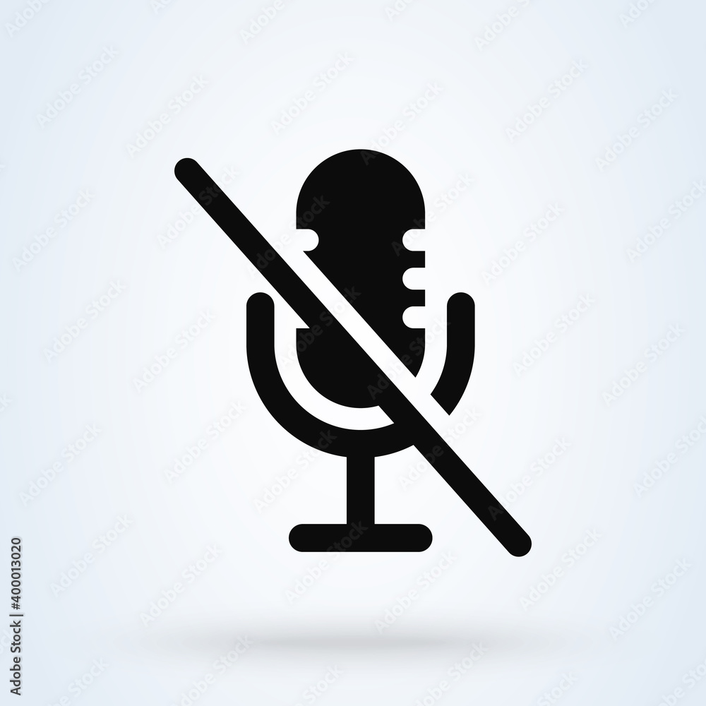 Vecteur Stock Mute unmute audio microphone sign icon or logo. audio  concept. Classic mic shape app illustration. | Adobe Stock