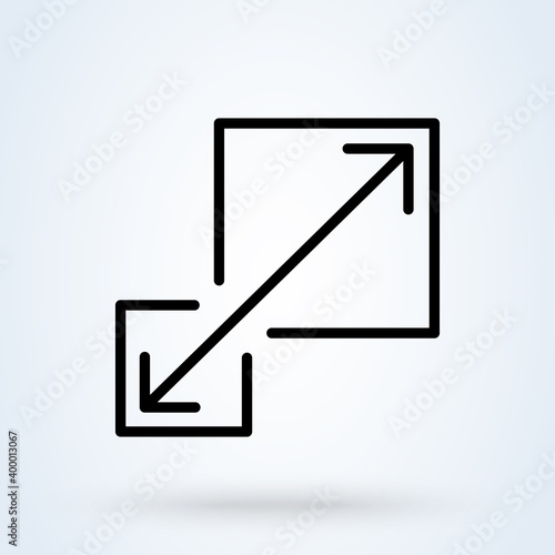 Scalability or scalable system line sign icon or logo. Scalability concept. Scalable or resize window app illustration.