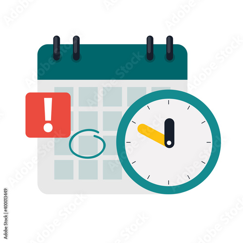 Time management concept with calendar date and clock icon. Vector Illustration. EPS10