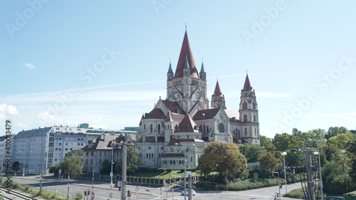 St. Francis of Assisi Church near Donau River in Vienna City, Austria.