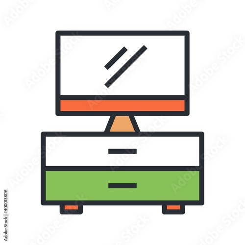 TV set icon in flat design style. Smart Television symbol.