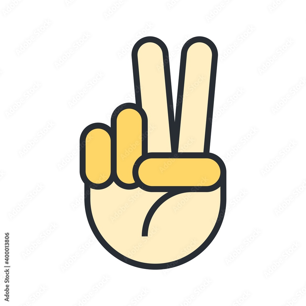 Fototapeta premium Hand gesture peace sign. Flat icon illustration.