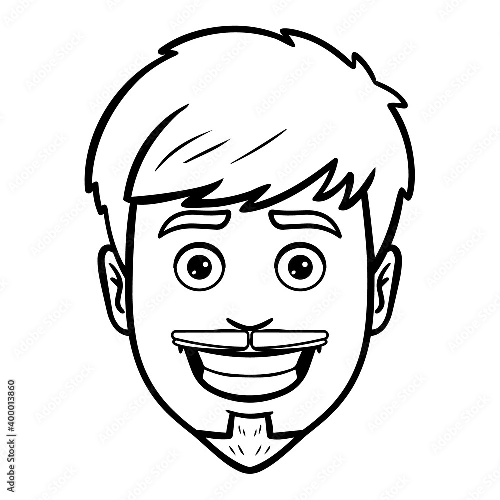 laughing man. head, avatar, outline, comic. laughing man. head, avatar, outline, comic.