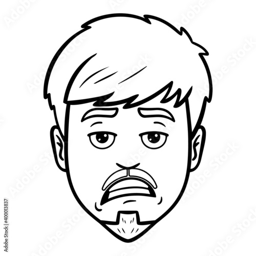 annoyed look of a man. comic, isolated, outline, monochrome.