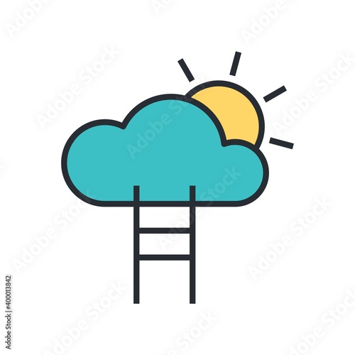 Ladder to paradise abstract vector illustration in flat design style.