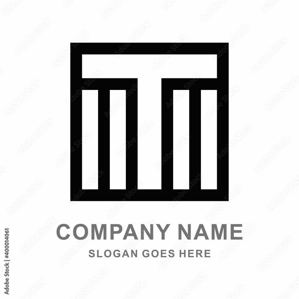 Monogram Letter T Geometric Square Space Cube Architecture Construction Business Company Stock Vector Logo Design Template