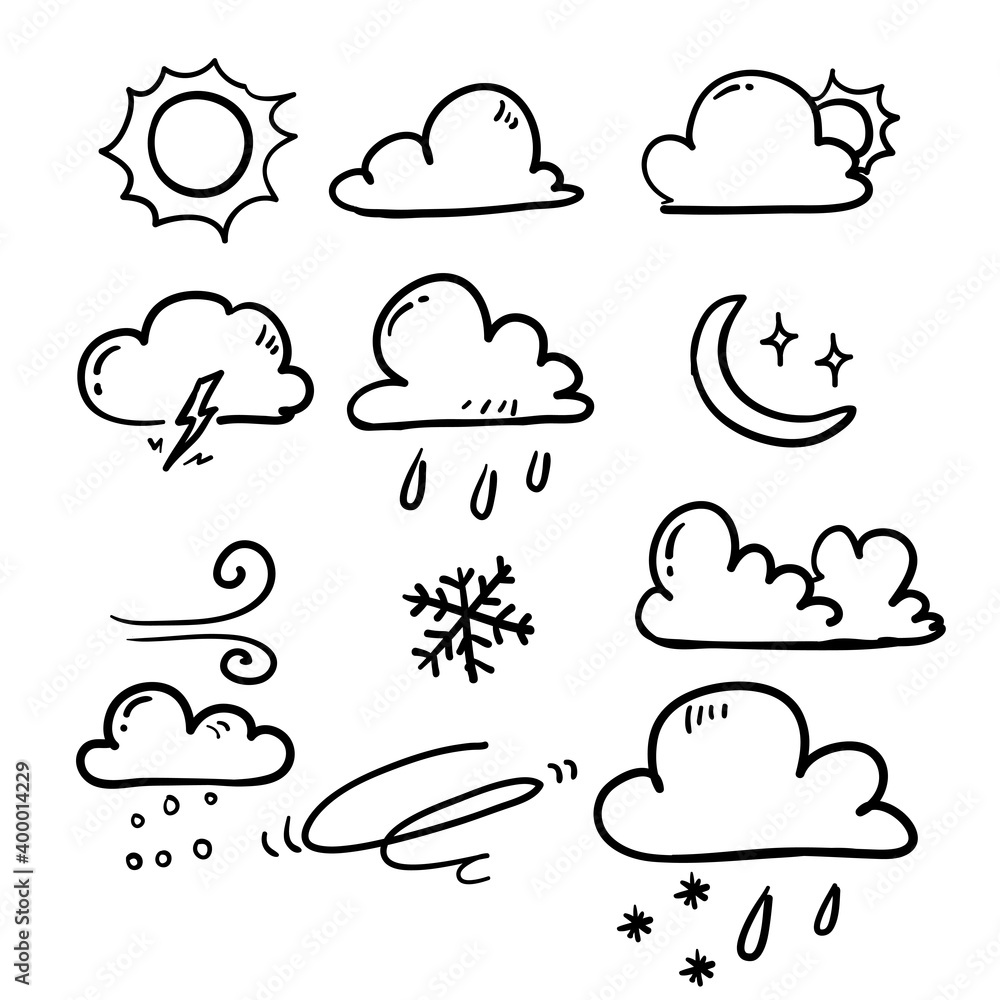 Naklejka hand drawn doodle weather icon illustration vector isolated