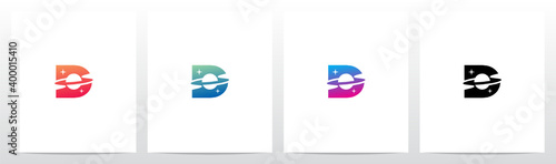 Saturn Planet On Letter Logo Design D