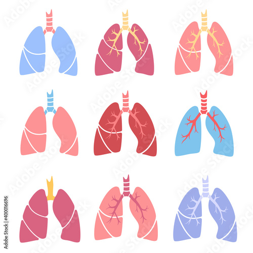 Lungs set icons