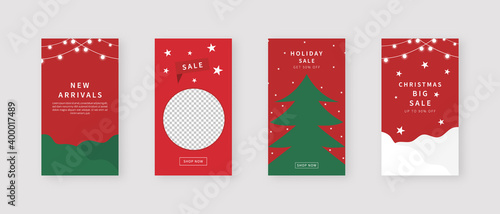 Social media template. Christmas concept. Trendy editable social media stories template. Mockup isolated. Template design. Vector illustration.