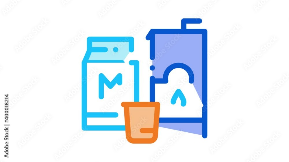 bag with milk Icon Animation. color bag with milk animated icon on white background bag with milk Icon Animation. color bag with milk animated icon on white background