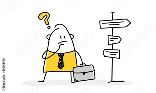 Stickman decision making, problem solving, leadership. 