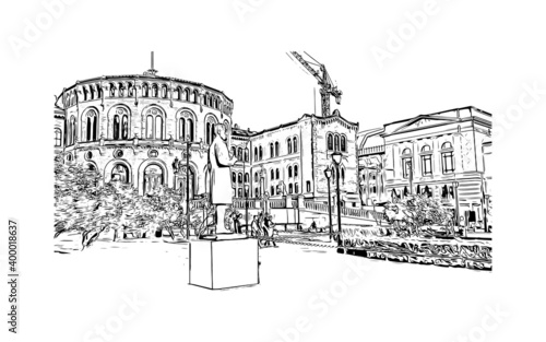 Photography Building view with landmark of Oslo is the 
capital of Norway