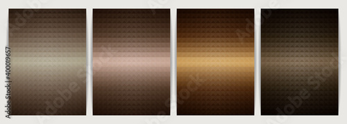 Poster design set abstract background, geometric shape triangle pyramid. Earth tone brown color design. Vector illustration.
